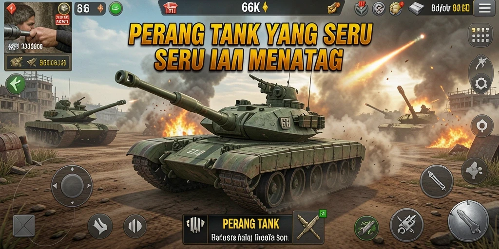 Tampilan antarmuka pertempuran tank yang menegangkan di 66K.