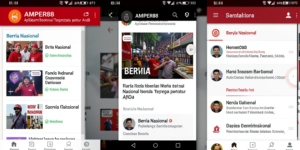 Screenshot antarmuka AMPER88 menampilkan berita nasional terkini.