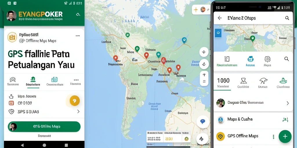 Tampilan antarmuka aplikasi EYANGPOKER untuk GPS Offline Maps.