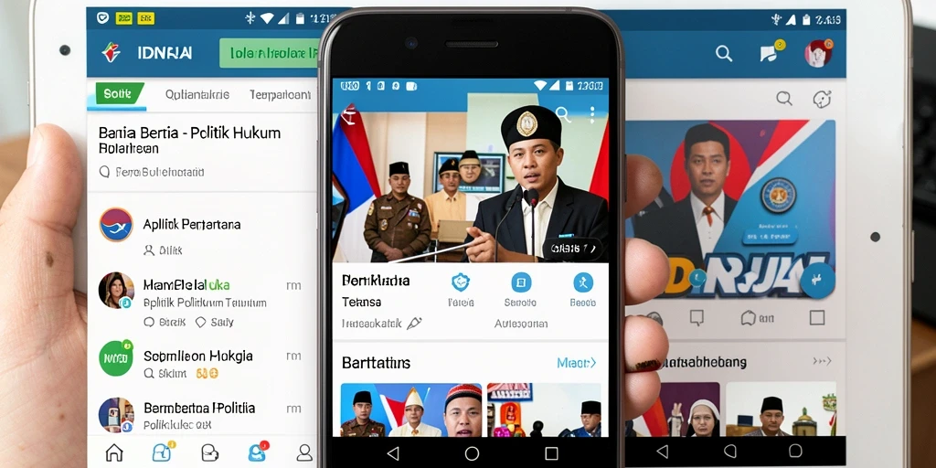 Tampilan utama aplikasi IDNRAJA yang menampilkan berita hukum dan politik.