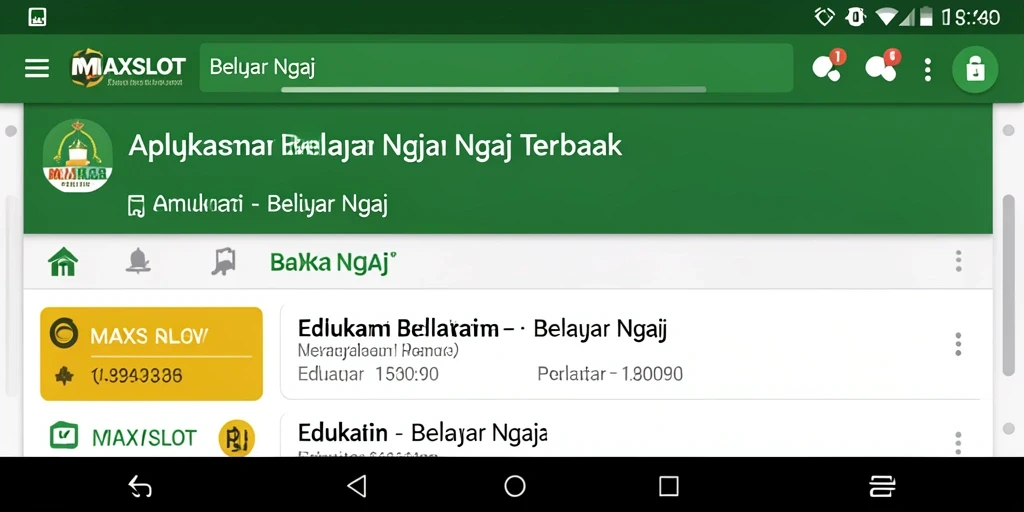 Antarmuka aplikasi MAXSLOT untuk Belajar Ngaji yang menarik dan interaktif.