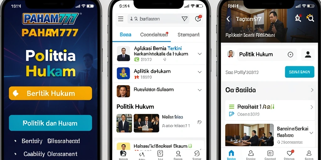 Tampilan antarmuka aplikasi PAHAM777 untuk berita Politik Hukum.