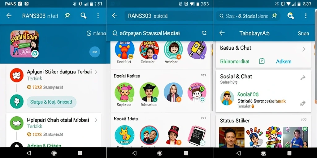 Antarmuka RANS303 menampilkan beragam stiker kreatif dan status menarik.