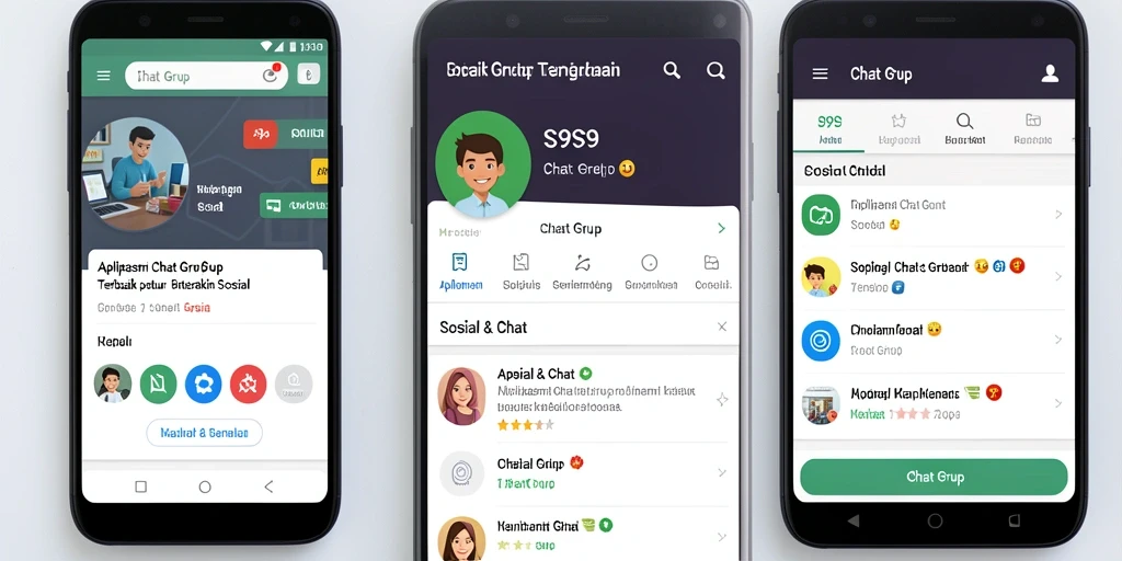 Tampilan antarmuka S9S9 yang intuitif untuk chatting grup.