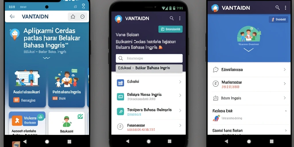 Tampilan antarmuka VANTAIDN yang user-friendly dalam belajar Bahasa Inggris.