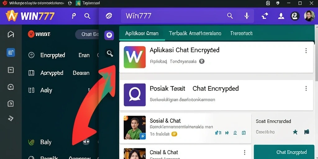 Antarmuka ramah pengguna dari aplikasi WIN777 untuk Chat Encrypted.
